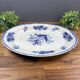 Antique Oval Porcelain Dish with Blue Floral Decoration