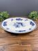Antique Oval Porcelain Dish with Blue Floral Decoration