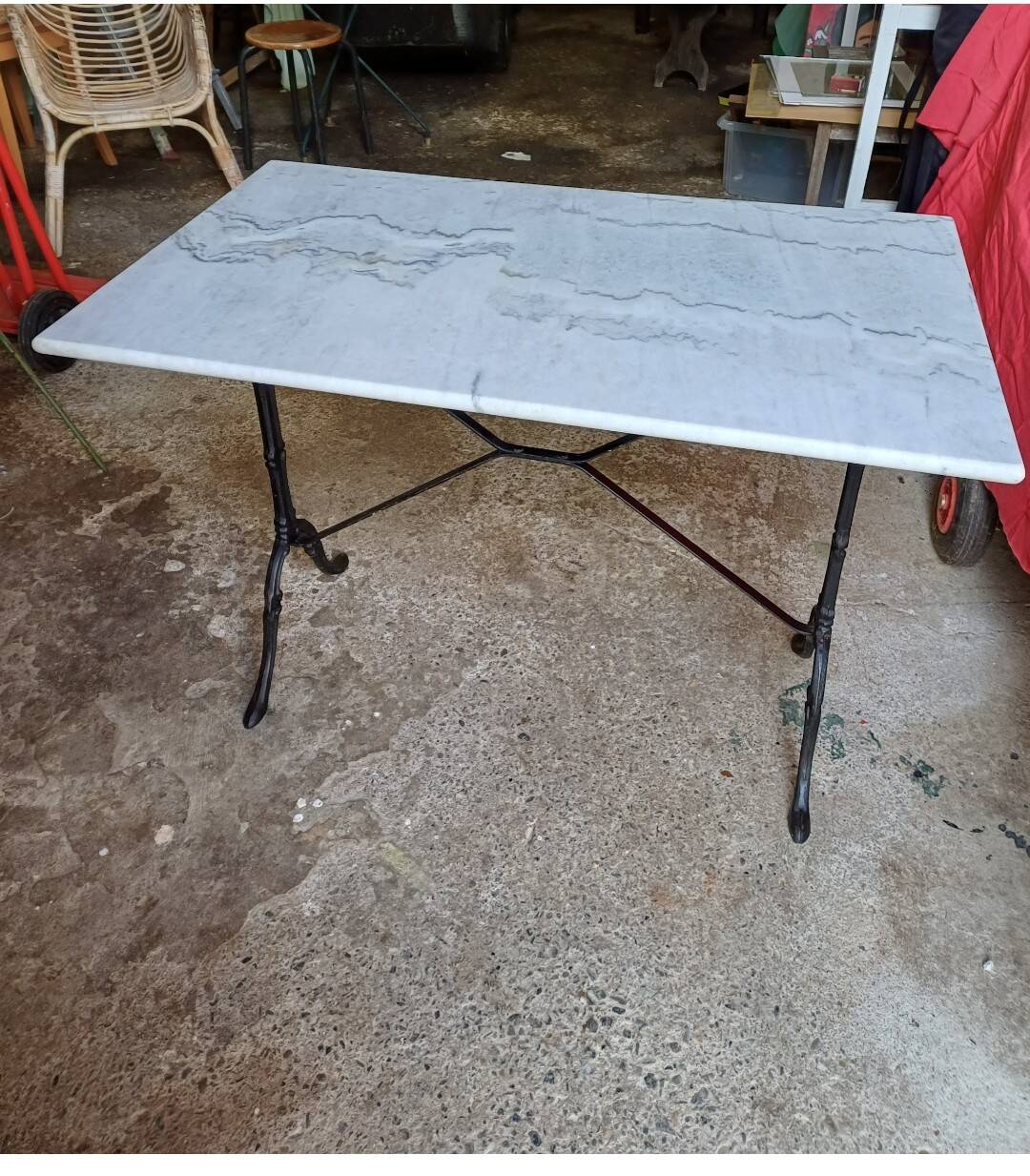 Bistro table marble and wrought iron