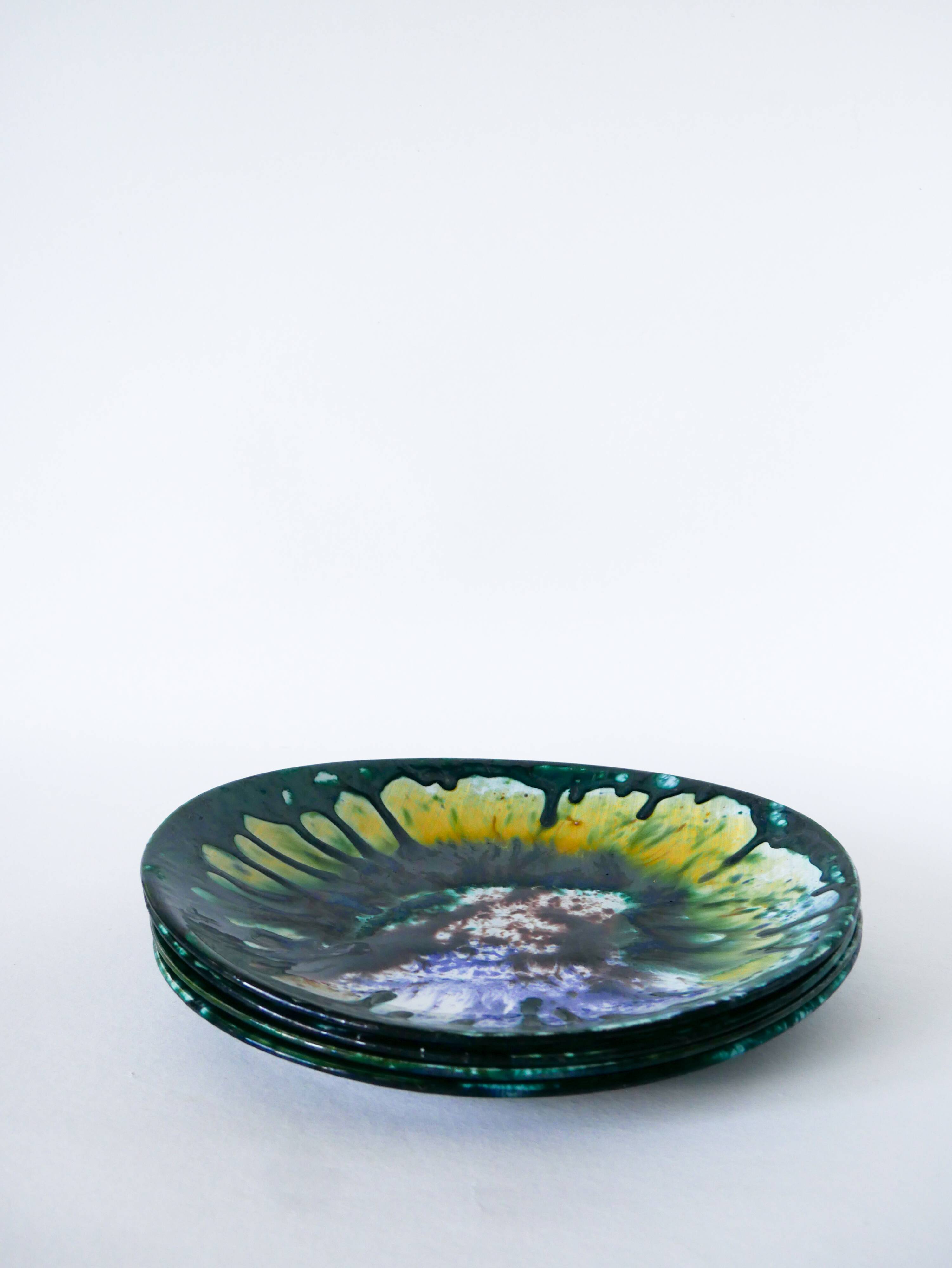 Set of 5 oval flat plates in ceramic from Morvan, 1970.