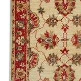 Traditional Cream Wool Rug, Small Red Floral Oriental Carpet 86x123 cm