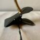Brass and red painted metal clamp desk lamp - 1950s