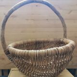 Large vintage basket braided wicker