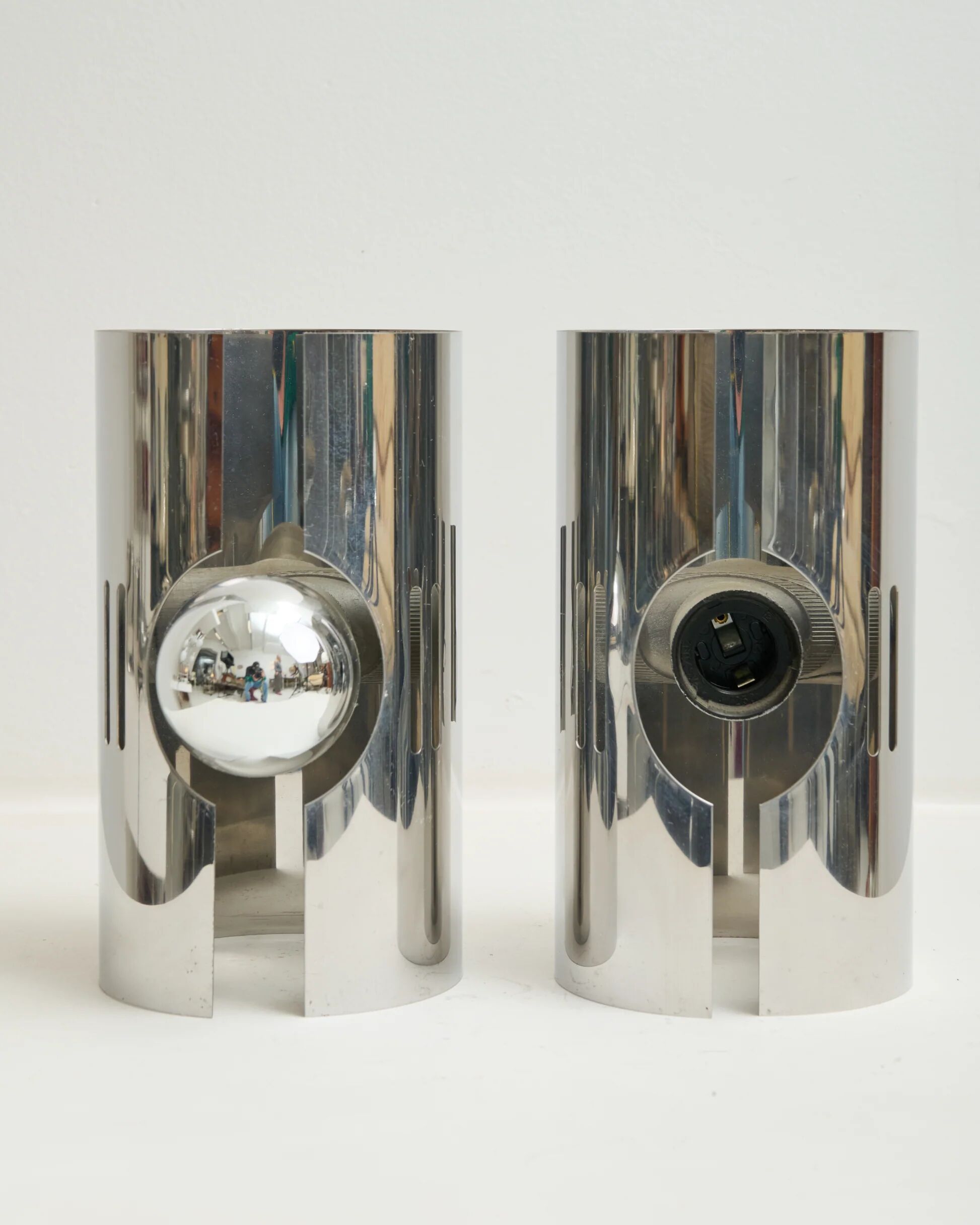 Pair of chrome wall lights with slits, 1970s