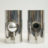 Pair of chrome wall lights with slits, 1970s