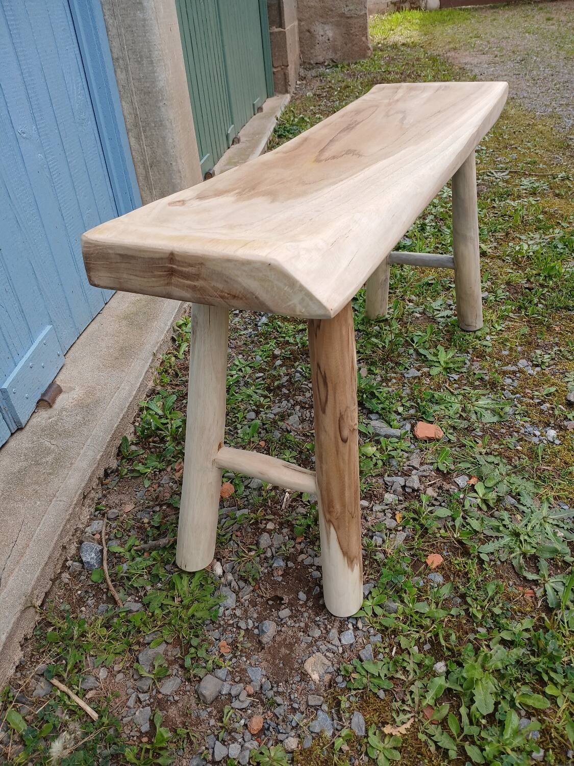 Small bench in raw solid wood