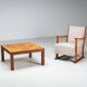 Square Italian coffee table with burl wood and inlaid parquetry top