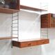 Vintage modular wall shelf in metal and wood