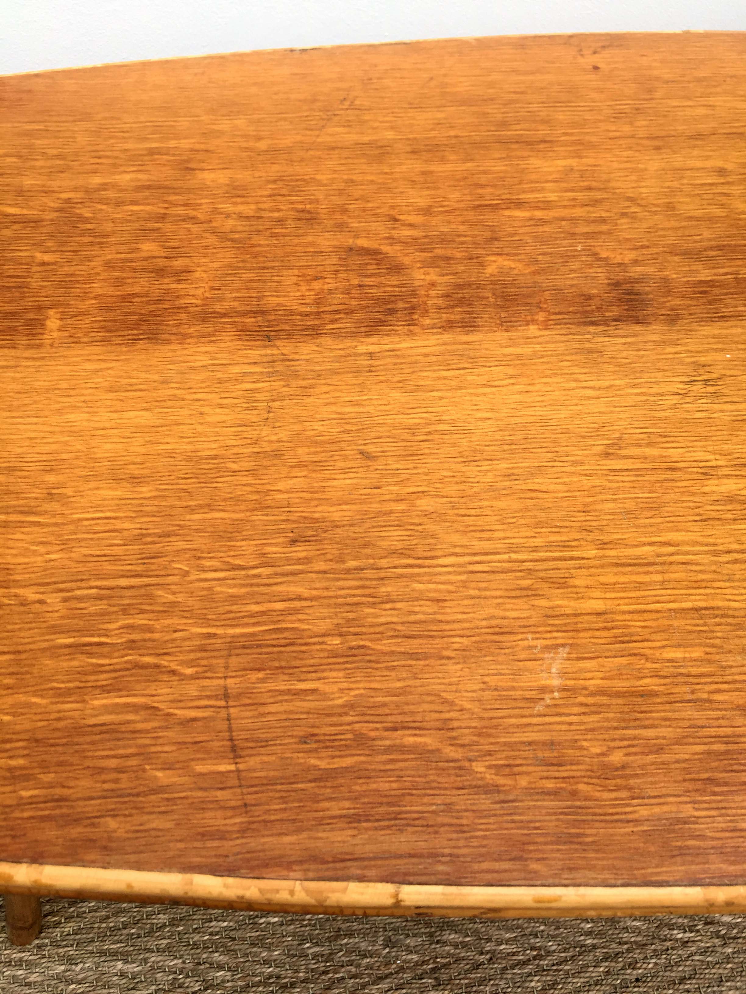 Rattan coffee table and solid wood tray