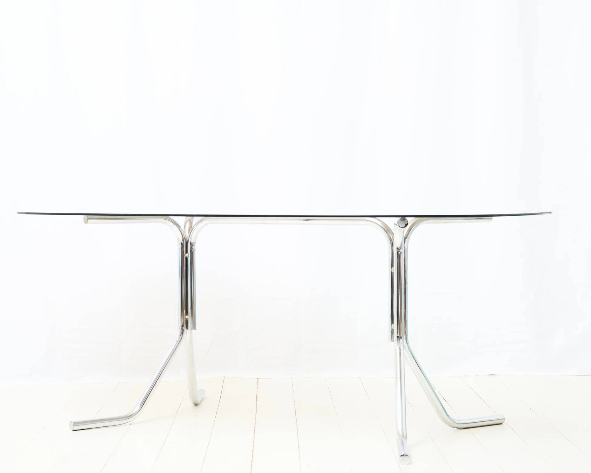 Dining table with tubular chrome base, 1970s