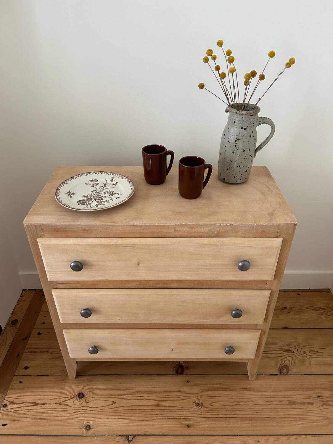 Vintage raw wood chest of drawers