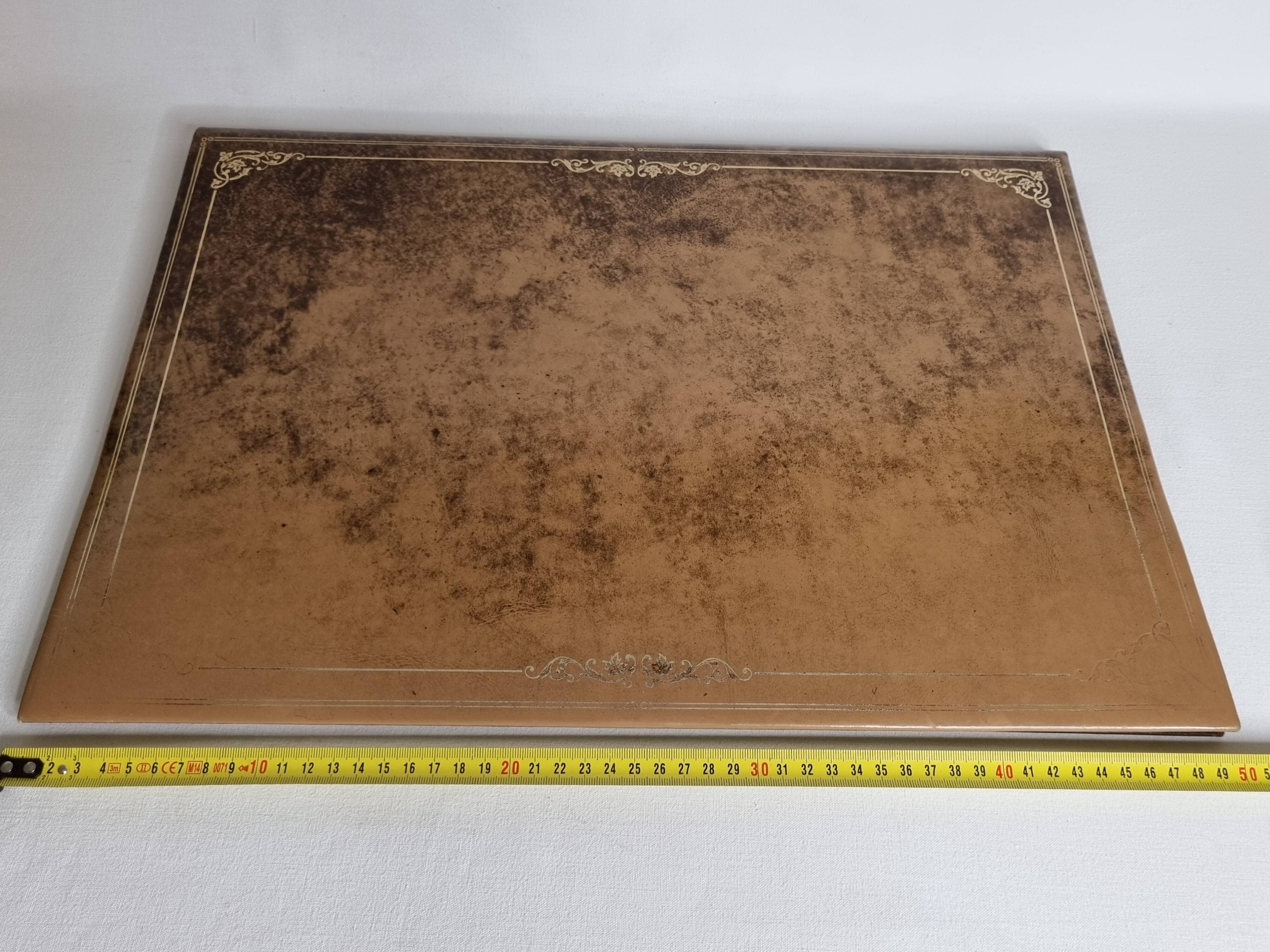 Leather desk pad, vintage office accessory, 50 cm