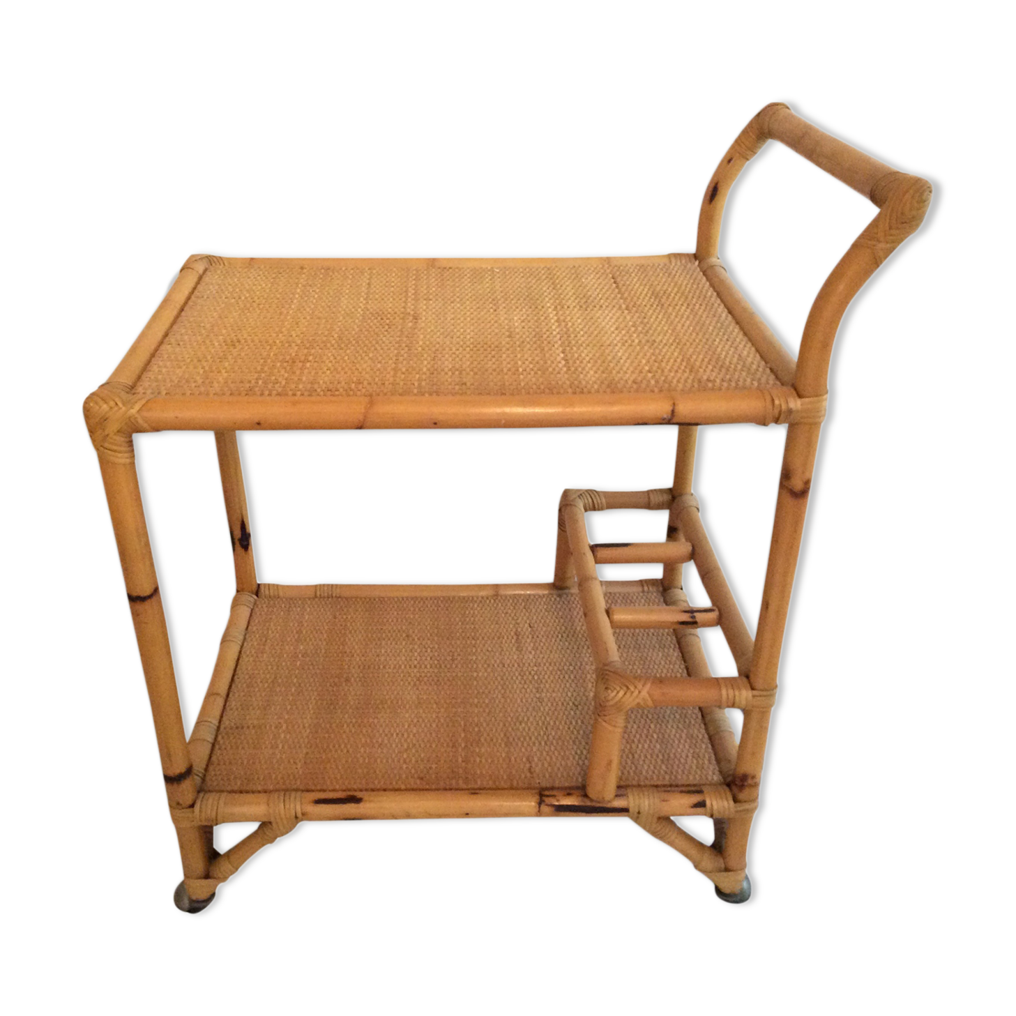 Vintage rattan trolley bar.