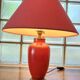 Vintage ceramic table lamp with a lacquered finish, golden potiche base and brass.