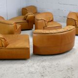 Leather modular sofa, 7 elements, 70s