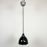 Industrial black enamel pendant lamp, 1950s