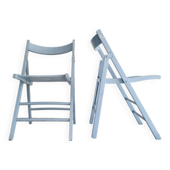 Pair of folding blue chairs