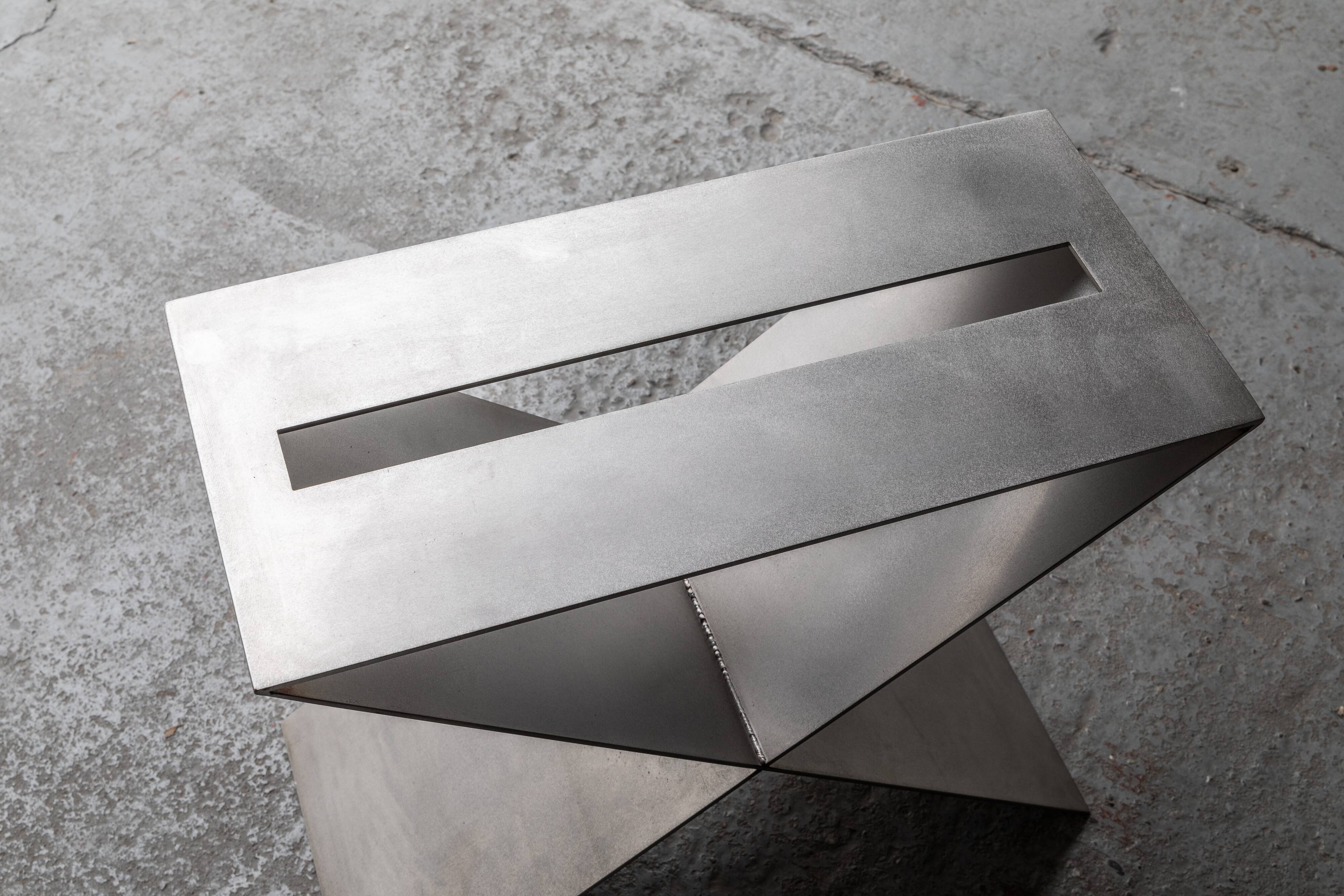 Contemporary stainless steel side table by Lena Coupez, Belgium, 2024