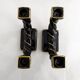 Pair of earthenware braided rope candlesticks