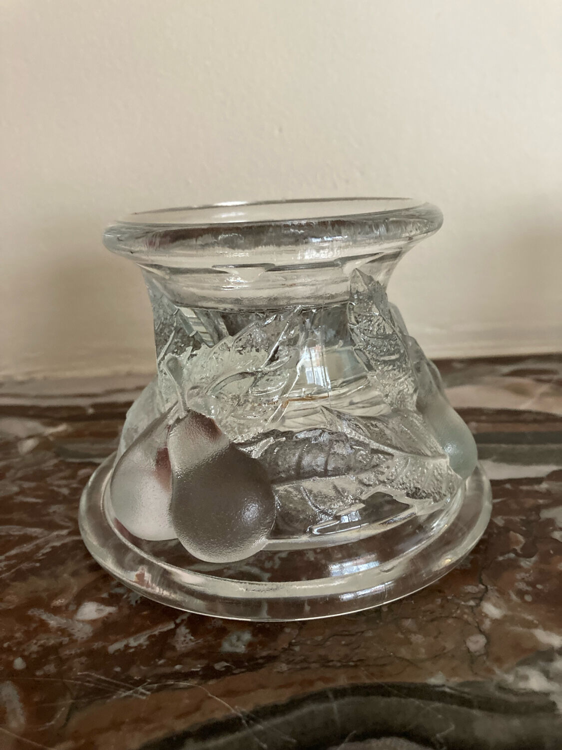 Pair of fruit-shaped glass candlesticks