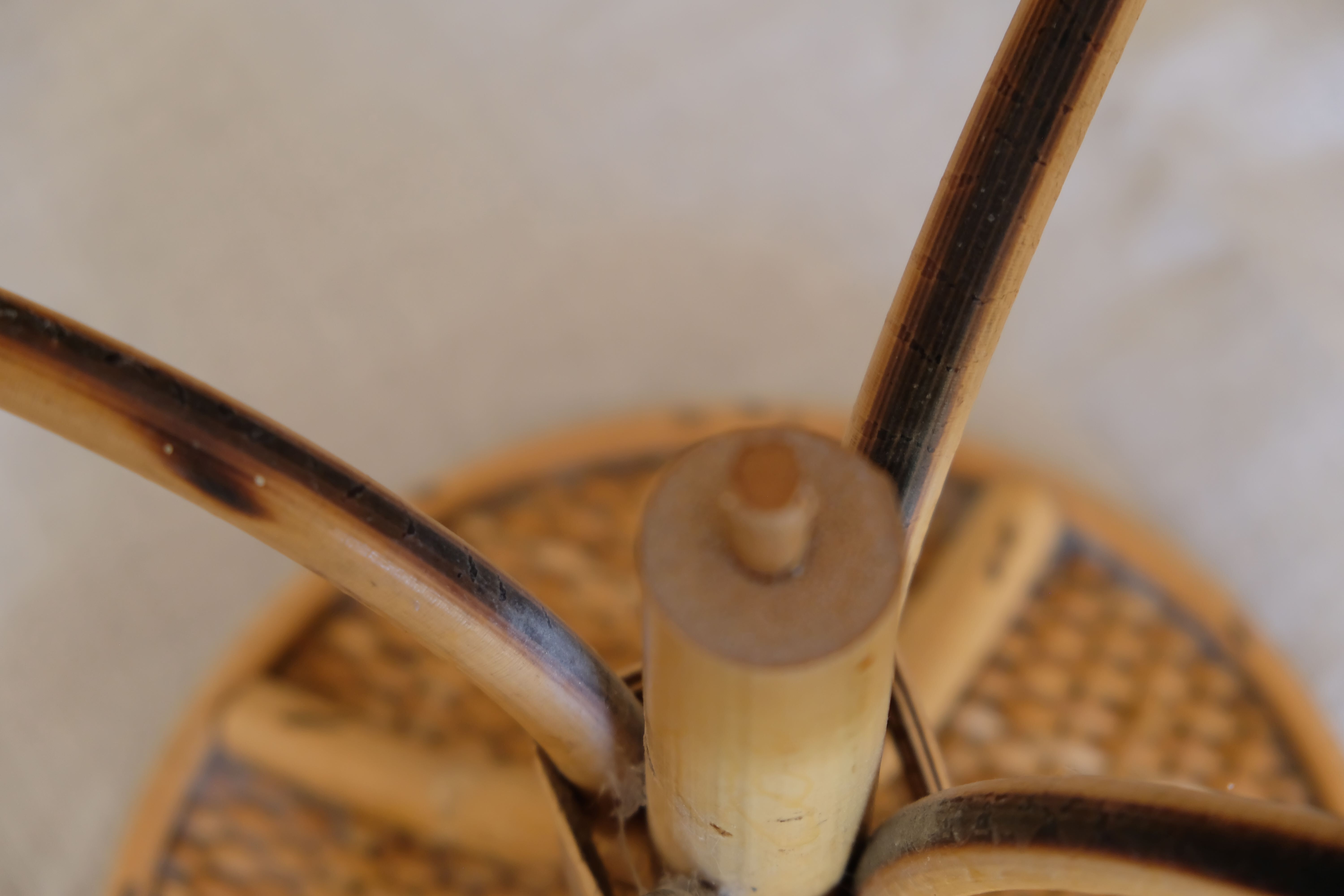 Rattan table lamp 50s piece signed