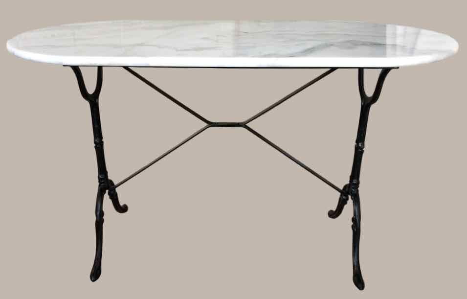 Oval marble and cast iron bistro table