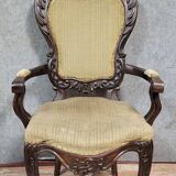Louis XV style curved desk chair in carved mahogany circa 1850