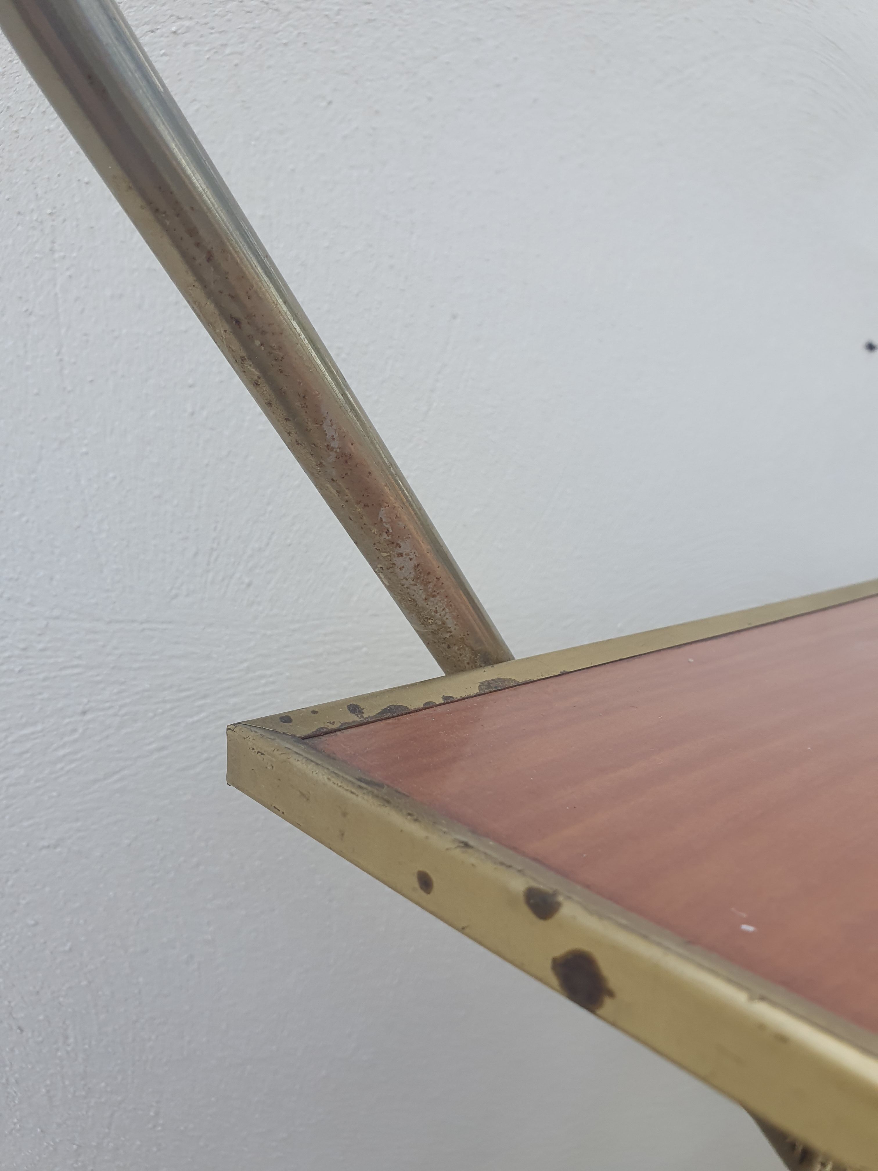 Vintage folding rolling service in Formica and brass plated