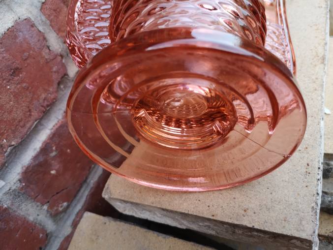 vase val saint lambert molded glass pink pedayer storied art deco