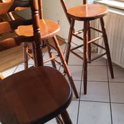 Set of 5 Solid Wood Bar Stools – Bistro / Country Chic Style