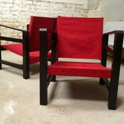 paire de fauteuils safari en chêne, 1950