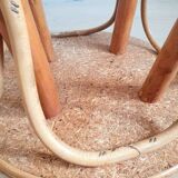 Vintage rattan and chestnut stool