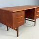 Scandinavian modern teak desk with backside book shelving, 1960, Denmark