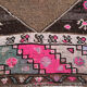 Geometric brown oushak runner rug, 97x326cm