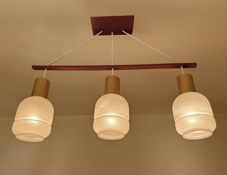 Mid Century Danish Teak Pendant  Light