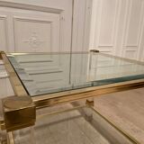 Table d’appoint plexi et doré, Pierre Vandel, 1970s