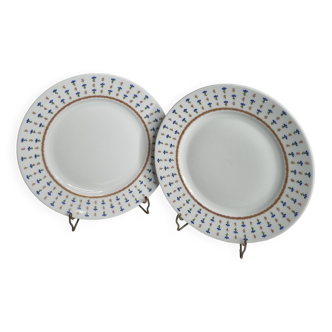 Pair of Limoges Renaud & Cie flat plates, "Vieux Nyon" model, 23.5 cm