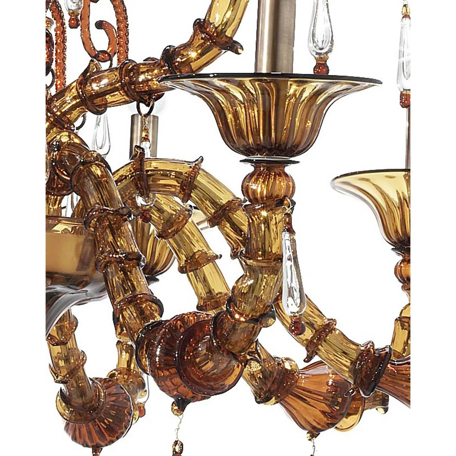 Imperial Venetian Modern Brown "Ca' Rezzonico" With Curls Murano Glass Chan