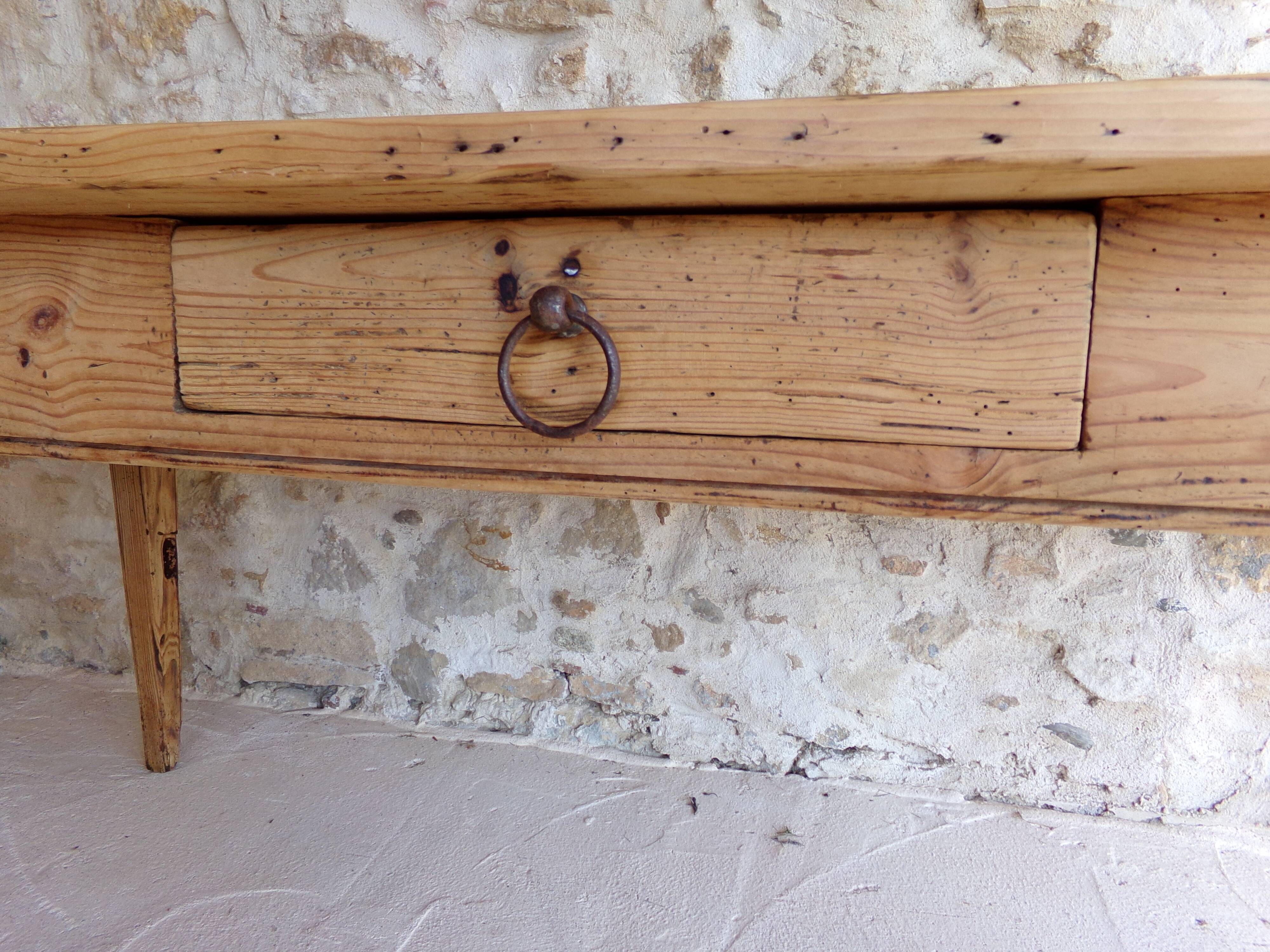 Farmhouse table in raw wood