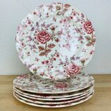 6 plates pink chintz johnson brothers English earthenware