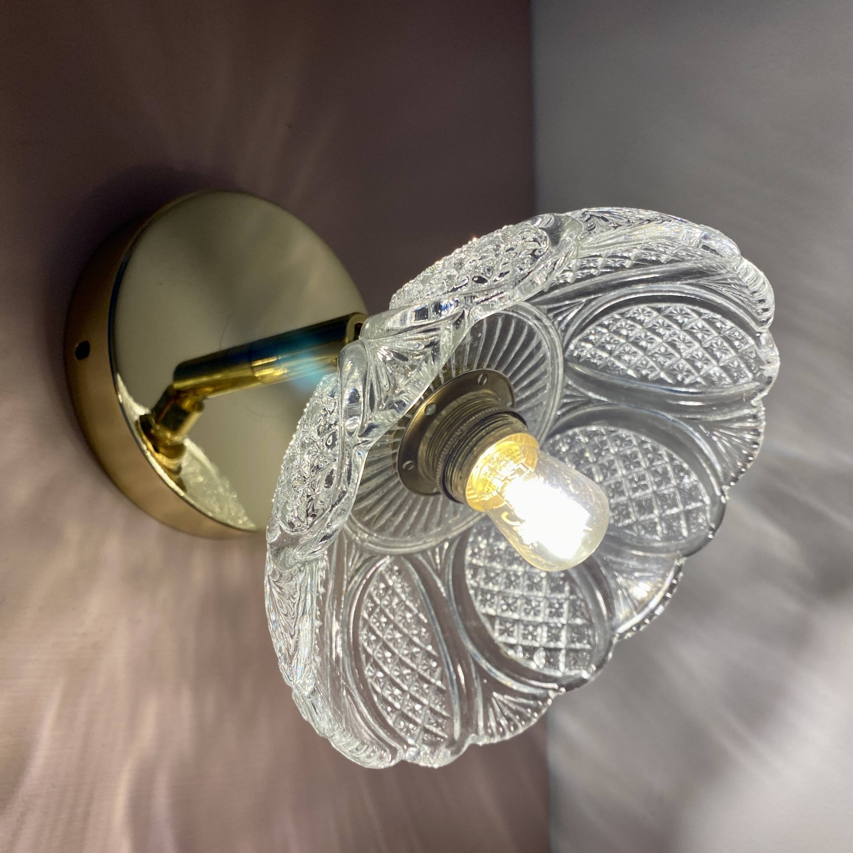 Vintage molded glass lampshade wall light