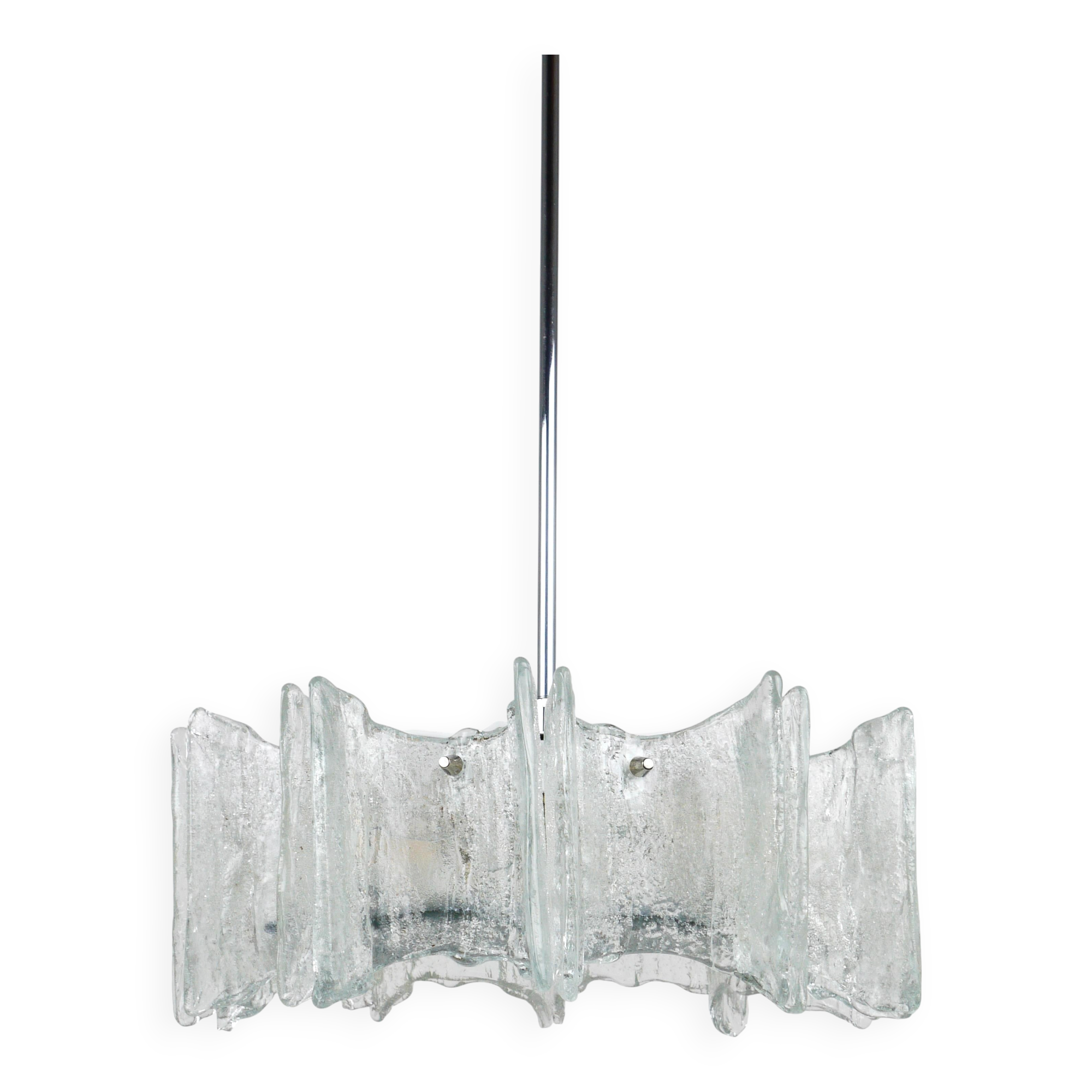 Frosted glass star chandelier J.T. Kalmar Vienna, Austria, 1960s