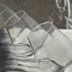 Small geometric carafe with diamond-shaped stopper and its 4 glasses