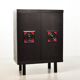 De Coene Style Black Highboard with Red Accents. Belgium, 1960s.