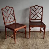 2 Faux Bamboo Dining chairs Chippendale Jonathan Adler