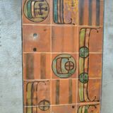 Table basse vintage en céramique – motif drakkar – design années 70