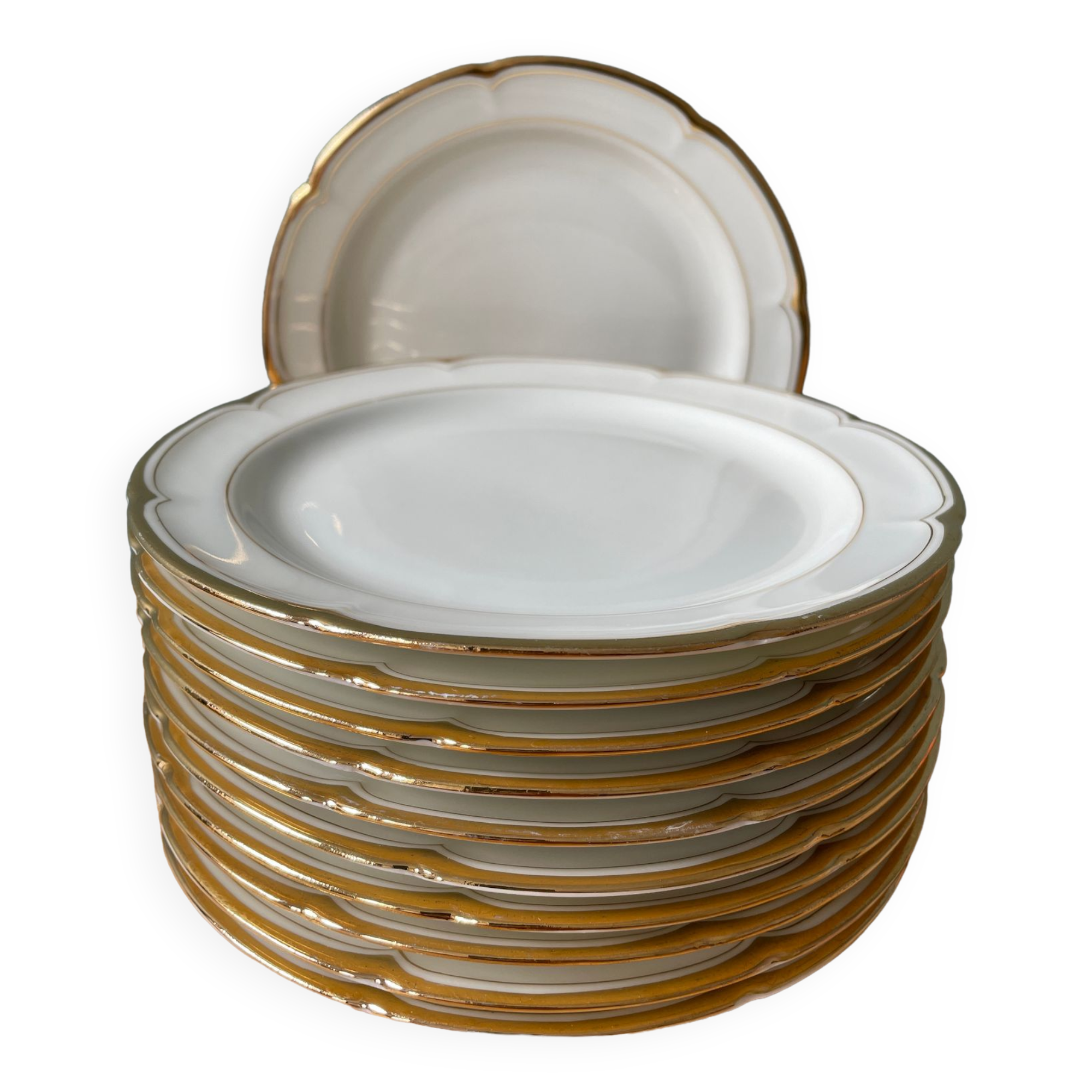 Series of 11 antique dessert plates in Vierzon porcelain
