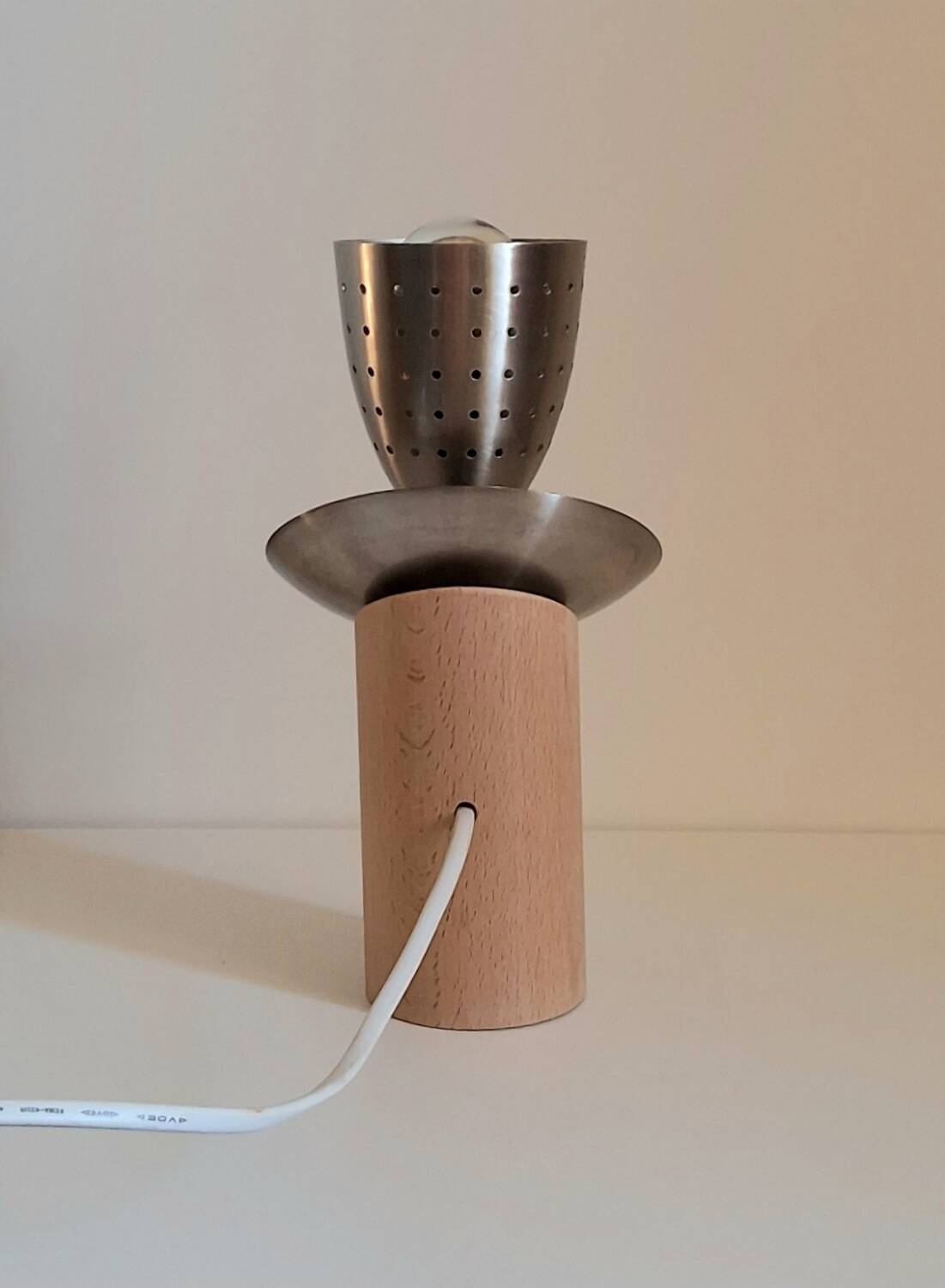 Lampe de créateur bois inox