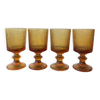 Set of 4 amber orange glasses Codec Una vintage