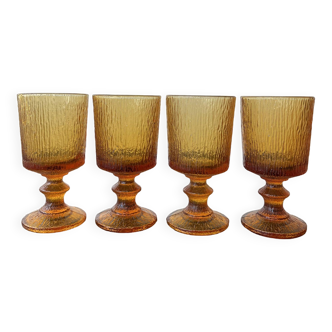 Lot de 4 verres ambrés orangés Codec Una vintage